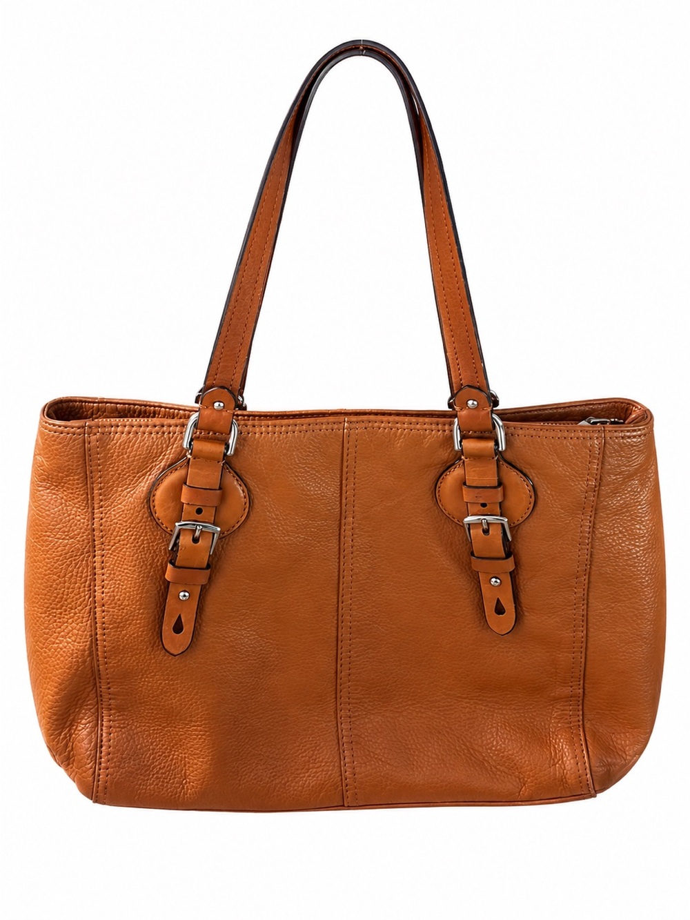 Vintage Lauren Ralph Lauren Brown Pebbled Leather Tote Handbag Purse